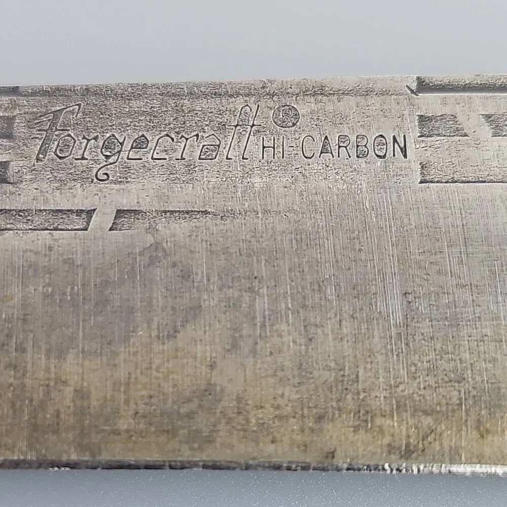 Vintage Forgecraft Hi Carbon Steel Chefs Slicing Knife 8 in Blade Wood Handle